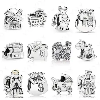 

YDX 100%925 Sterling Silver Charm Classic Hot Sale Angel Baby Carriage Mother's Day Bracelet and Necklace DIY Jewelry Gift