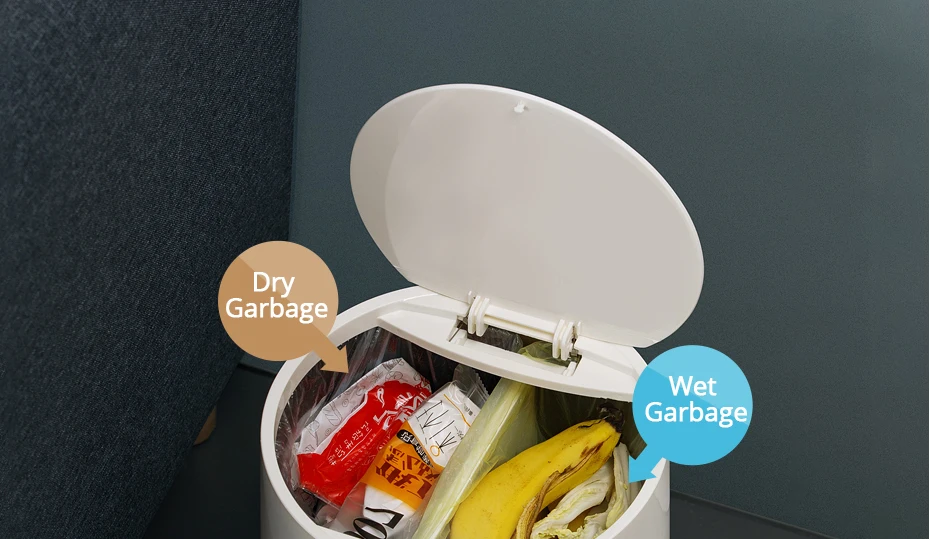 Мусорный бак сухой-влажный разделительный круглый прессованный мусорный бак Кухня Гостиная Туалет двухэтажный мусорный бак
