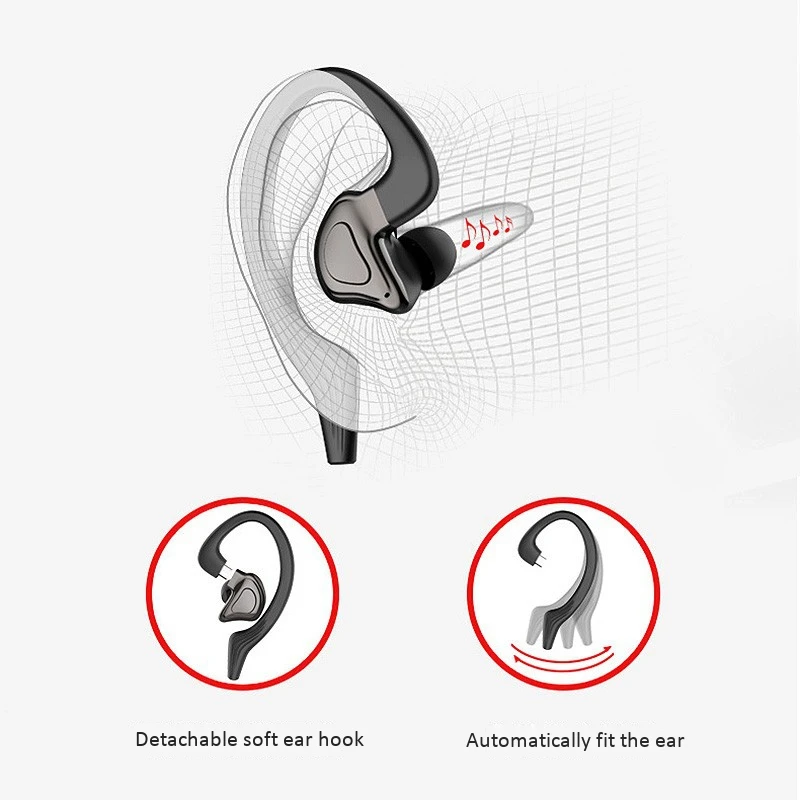Wireless Ear Mounting Bluetooth Headset 5 0 Sports Waterproof Single Ear Noise Cancelling Headphones