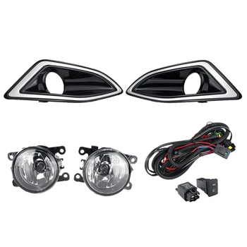 

12V Car Headlight Assembly LED Fog Light Lamp for Ford Edge 2015 2016 2017 2018 with Fog Light Bezel Frame Line Switch