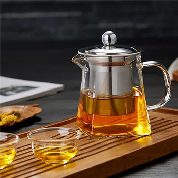 

350ML Tea Pot Heat Resistant Glass Teapot With Tea Infuser Filter 12x11x12 cm Tea Pot Transparent Glass Pot High Temperature