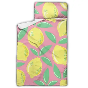 

Retro Colors Lemons Toddler Nap Mat Children's Sleeping Bag with Removable Pillow for Preschool Daycare and Sleepovers