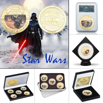 

WR Star Wars Gold Plated Coin Collectibles with Coin Holder Movie Challenge Coins Original Coin Set Gifts Souvenirs Dropshipping