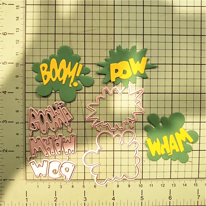 

Kokorosa Comic Balloons Metal Cutting Dies Scrapbooking Card Making Album Embossing Craft Die Cut New Boom Letters Craft Dies