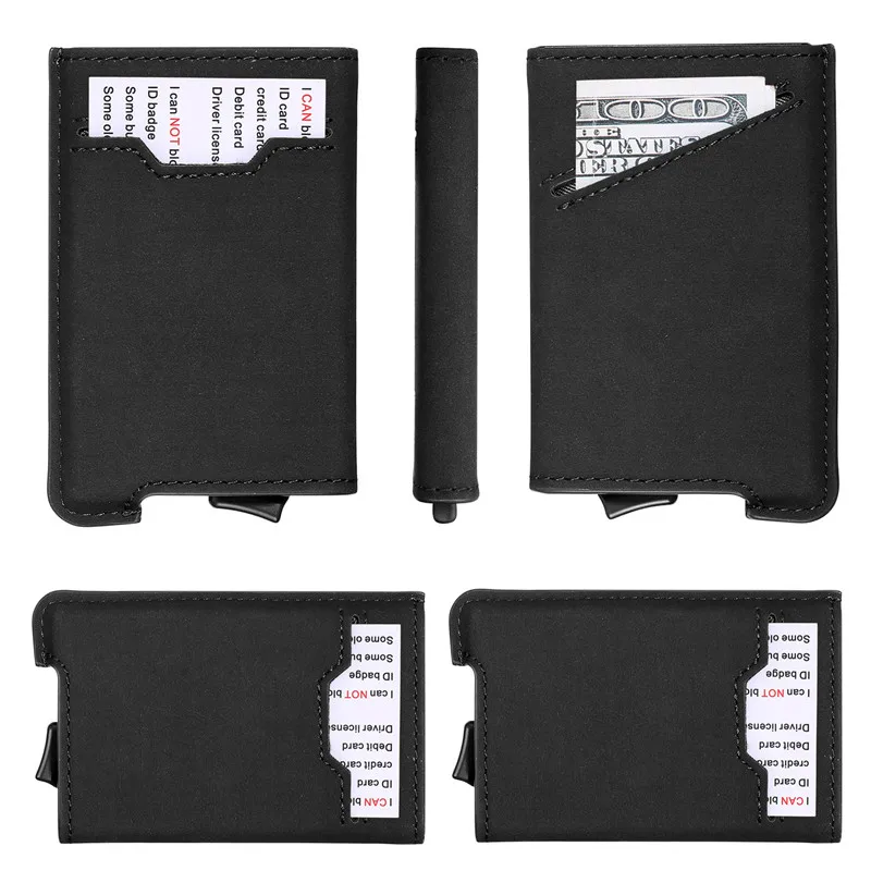 Bycobecy мужской RFID блокирующий кредитный держатель для карт минималистичный кошелек пропуск металлическая кожаная сумка для карт мужской