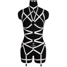 Набор ремней для тела белый Жгут Бюстгальтер полное тело Связывание сексуальное женское белье клетка для тела панк готический вечерние фестивальный рейв для танцев на шесте для женщин