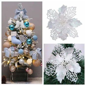 

Glitter Christmas tree decoration flowers Christmas Tree Metal Plastic