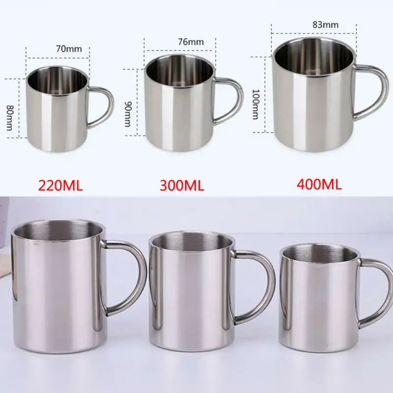 NEW 1pcs new 220ml 300ml 400ml portable stainless steel cup double wall  travel glass coffee cup tea cup|Mugs| - AliExpress