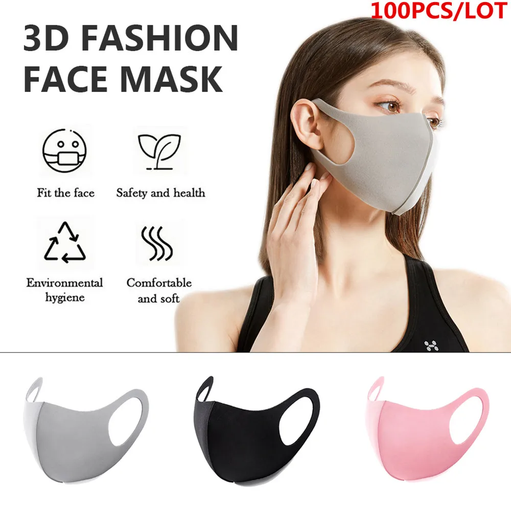 

100/10 Pcs Black PM2.5 N95 FPP2 Cotton Face Mouth Mask Cover Anti Haze Dust Proof Washable Reusable Women Men Adult Mouth Masks