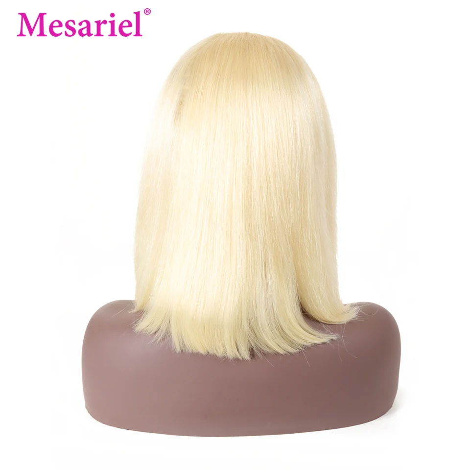 Mesariel 13x4 613 блонд короткий боб парики 150% плотность Remy малазийские прямые волосы