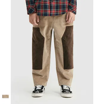 

Children Corduroy Pants2019 Autumn New Kid Warm Fashion Corduroy Straight Pants Boy Girl Khaki Casual Pants Patchwork Long Pants
