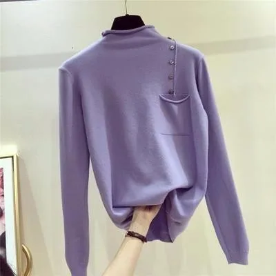 SHENGPALAE, водолазка с длинным рукавом, вязаный свитер, женские топы, тонкий короткий рукав, 5 цветов, новинка, свитер FU151 - Цвет: Purple