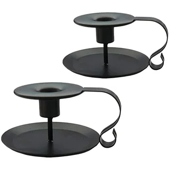 

Candlestick Holders Wrought Iron Taper Candle Holder, Iron Candle Holders,Black (Black-2P)