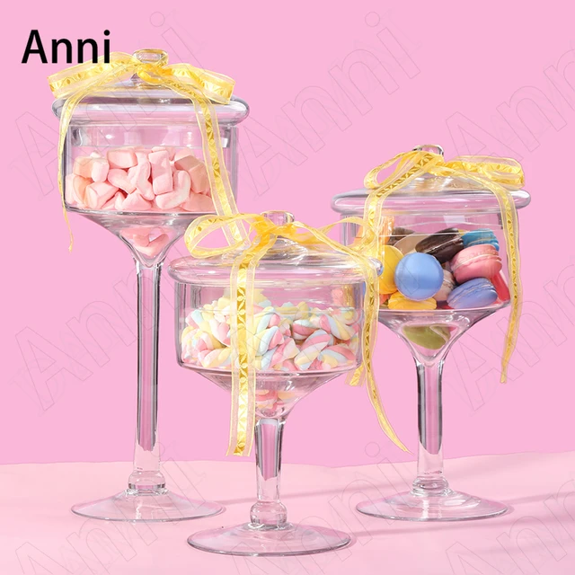 European high-grade glass candy jar transparent cover Storage bottle  dust-proof glass cake dessert plate Wedding decoration