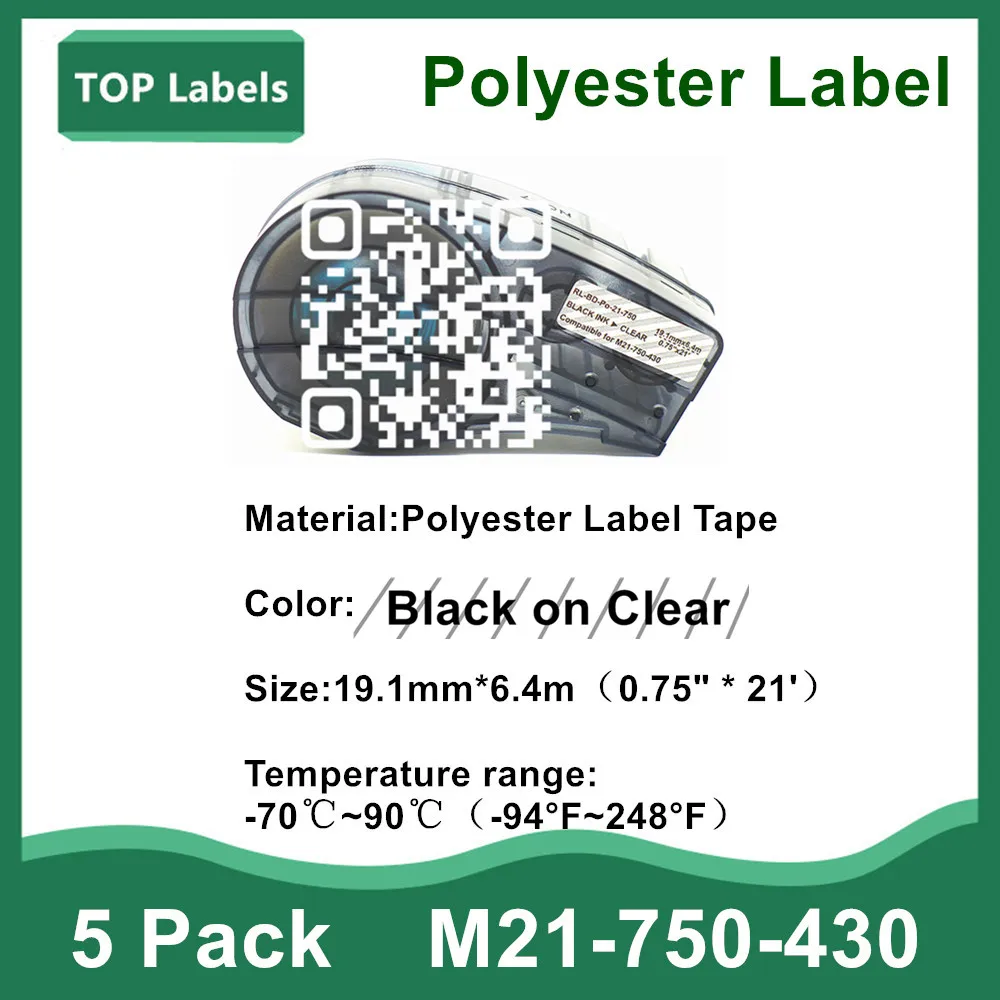 5PK ярлык M21-750-430 полиэфирные этикетки картридж BMP21 LAB принтер IDPAL LABPAL для