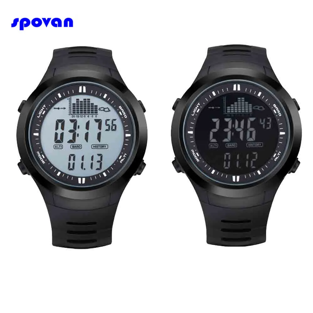Goedkoop Relogio Masculino SPOVAN Digitale Sport Horloge Heren Waterdicht Barometer Hoogtemeter Thermometer Stopwatch Polshorloge Klok Mannen Saat