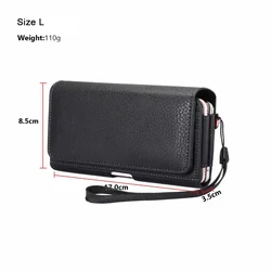Leather Wallet Strap Dual Pouch Phone Holder Belt Clip Case - Men's Waist Bag Holster ((L) 6.4 - 6.9 Inch)
