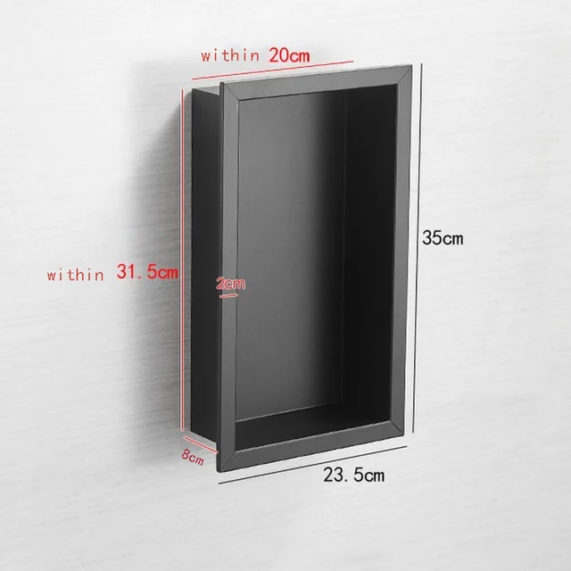 Matte Black Concealed Wall Niche Bathroom 304 Stainless Steel Wall