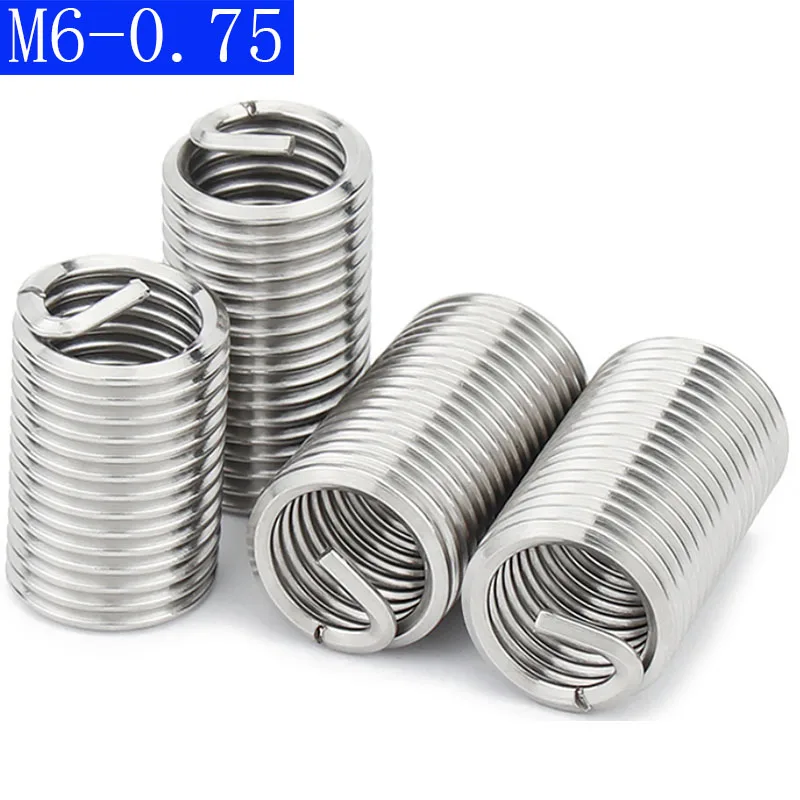 M6 - 0.75 304 Stainless Steel Fine Thread Helicoil Insert Wire Threaded  Inserts