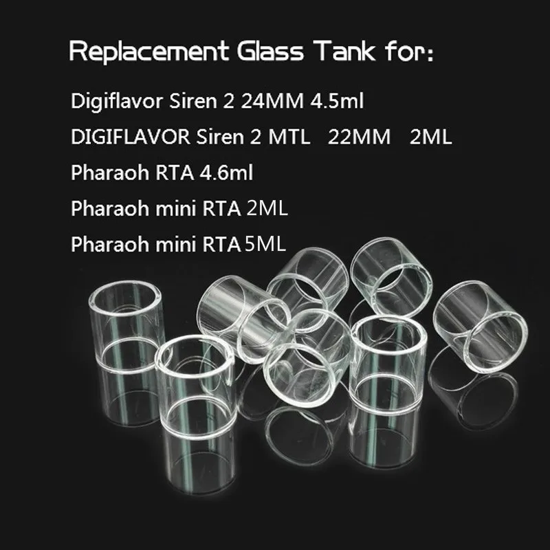 5 шт. YUHETEC стеклянный бак для Digiflavor Siren 2 GTA 24 мм 4 мл/Siren2 MTL 22 мл/Фараон RTA 6 Mini