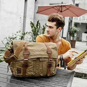 

Men's Retro Fashion Solid Color Canvas Shoulder Bag Messenger Bag Outdoor Leisure Travel Trend Simplicity Trend New Hot Sale