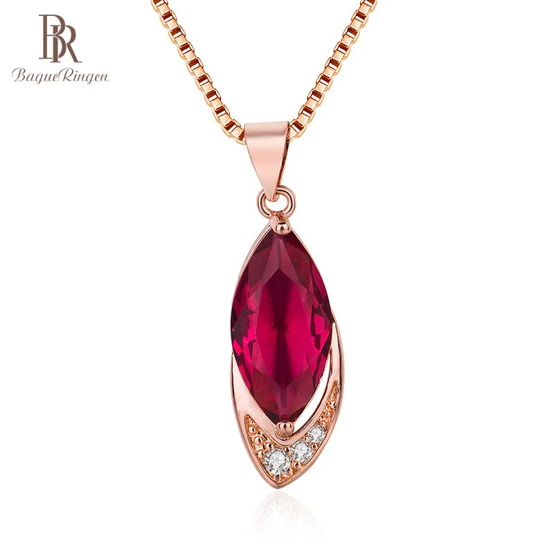 Bague Ringen Твердые 925 из стерлингового серебра рубиновое ожерелье с 9*25 мм подвески