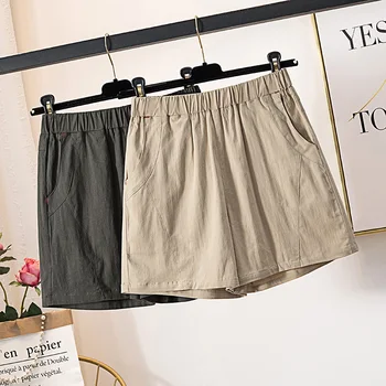 

2020 New Summer Short For Women Casual Cotton Linen Shorts Plus Size 4xl High Waist Fashion Short Pants Streetwear Korea Shorts