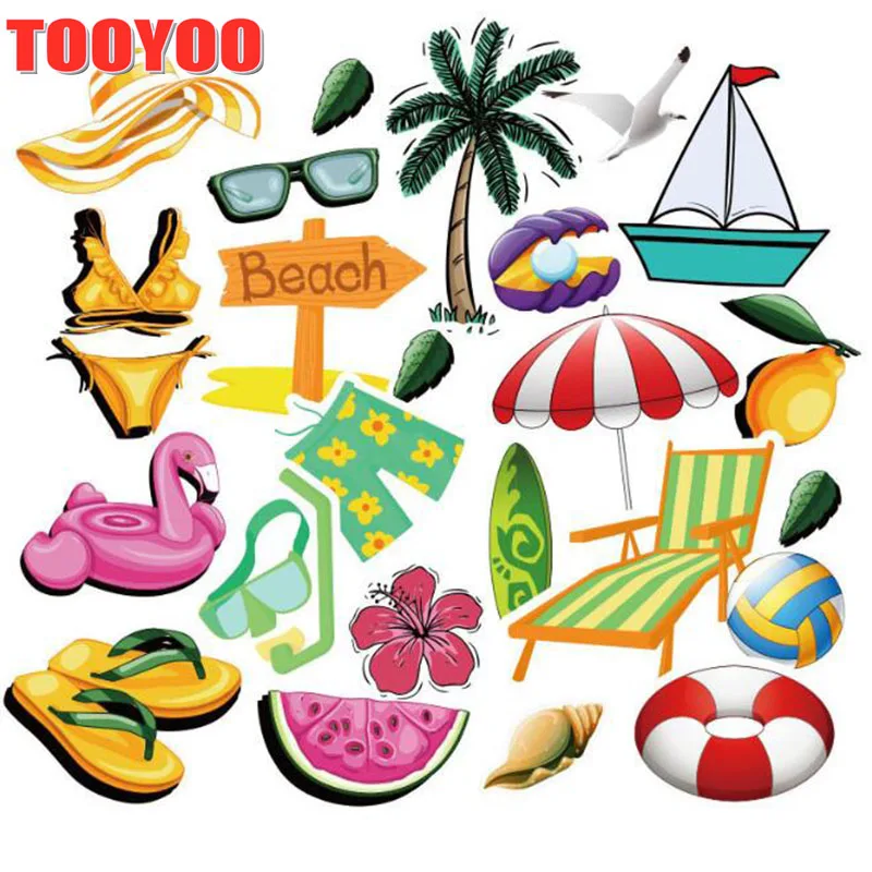 50Pcs/set Summer Beach Stickers Scrapbooking Surfing Sticker For Laptop Skateboard Fridge Travel Sticker Kids DIY Toy Stickers