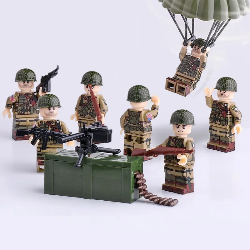 

WW2 U.S. Army Airborne Division Building Blocks Gun Military Weapons City police playmobil SWAT mini figures Original Toys sets