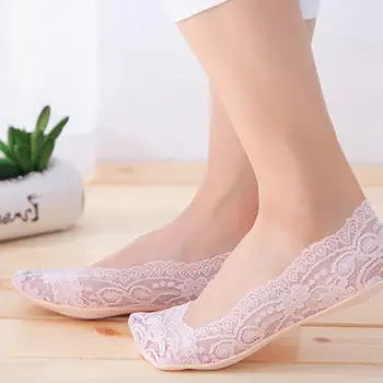 

Womens Cotton Lace Antiskid Invisible Liner Socks Elastic Comfy Female Summer Spring Ankle Boat Low Cut Short Socks