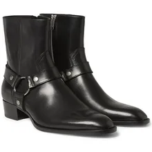 Handmade Vintage Men Chelsea Boots Genuine Leather Suede Rome Style Man Ankle Boots Zipper Male Dress Boots Shoes