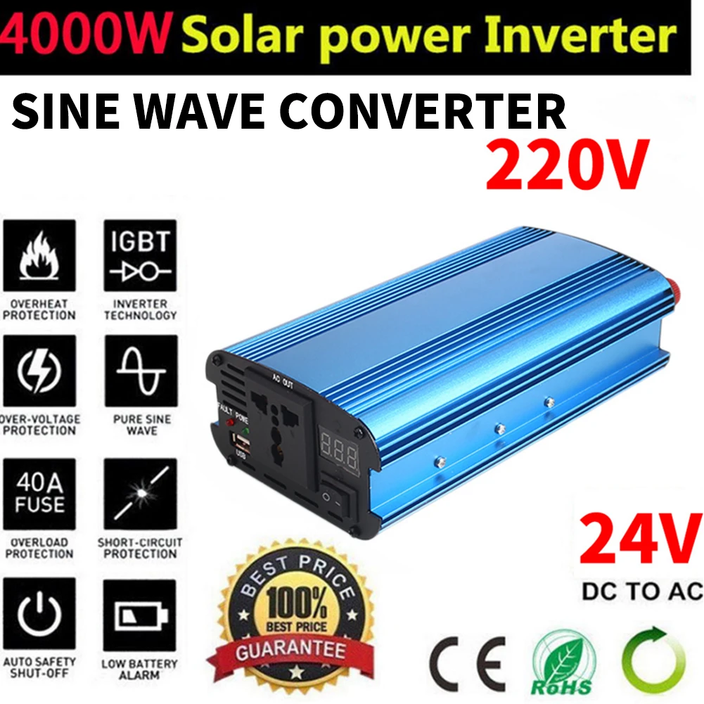 

DC24V To AC220V Car Inverter Travel TV Converter Portable HDTV 600W Solar Power Inverter