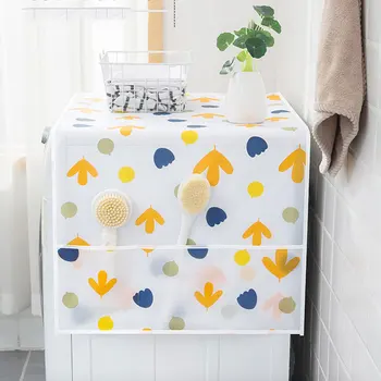 

2020 Reusable Washing Machine Cover Floral Printed Dust Cover Multipurpose Refrigerator Pocket Organizer Home Textile Dust Cloth