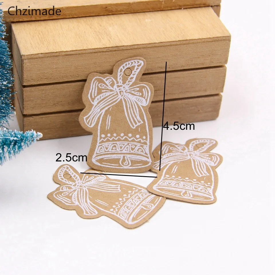 4 Lychee Life 25Pcs Christmas Series Kraft Paper Tags DIY Crafts Hang Tag With Rope Christmas Party Labels Gift Wrapping Supplies - Цвет: 4