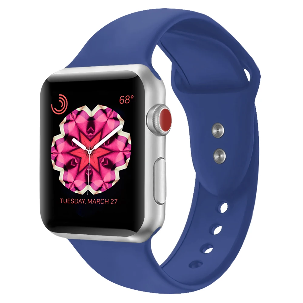 Силиконовый ремешок для Apple Watch 4, 5, 44, 40 мм, спортивный ремешок iwatch series 3, 2, 1, 42 мм, 38 мм, браслет на запястье, ремешок для часов