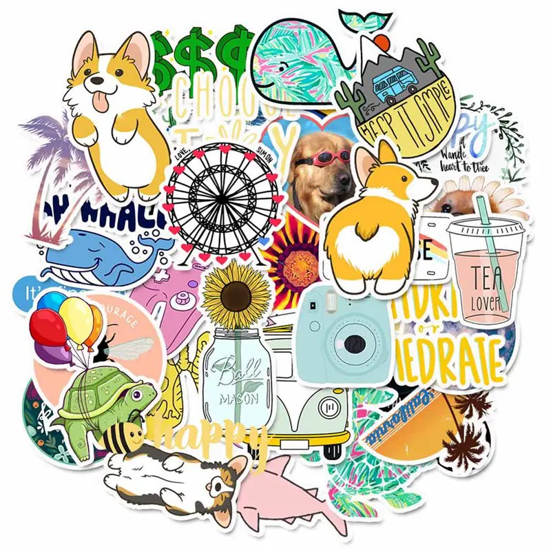 

50 Pcs Mixed Small Fresh Anime Stickers Car Modeling Bicycle Motorcycle Mobile Phone Notebook Computer Refrigerator Sticker
