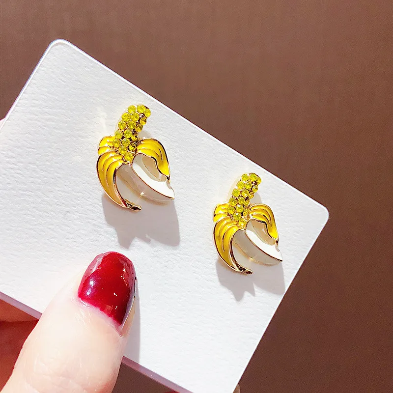 

2019 personality fruit shape design Contracted fine crystal temperament style Women Drop earrings fashion new Jewelry