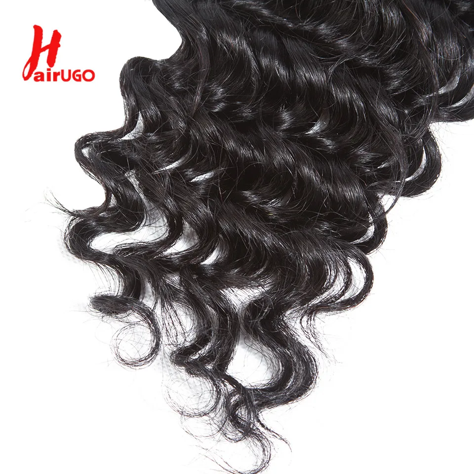 HairUGo Deep Wave 4x4 Closure Brazilian 100% Human Hair 4X4 Lace Closure With Baby Hair Natural Color Remy Hand Tied 10''-20''