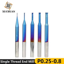 1 шт. 0,7-3,9 мм P0.25-P0.8 однониточная Концевая фреза с нано синим покрытием твердосплавные концевые фрезы Резьбовая фреза 4 мм хвостовик фреза с ЧПУ