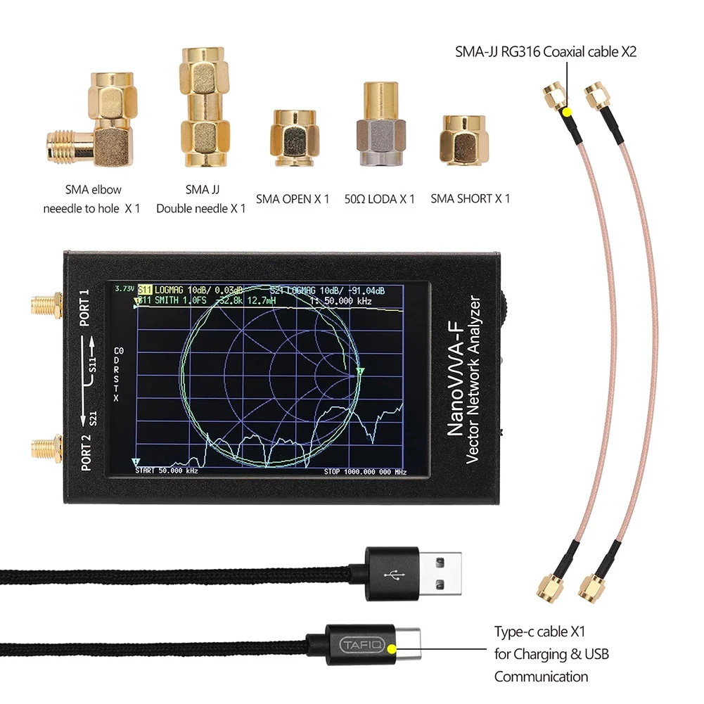 

Portable LCD Digital Handheld Network Analyzer Vector Meter SWR 50KHz-1000MHz MF HF VHF Antenna Shortwave Analyzer