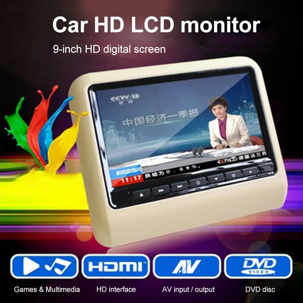 

9 Inch Hanging Universal LCD Display FM Car Monitor Game Audio Multifunction Digital Screen HD Vehicle Multimedia Electronic