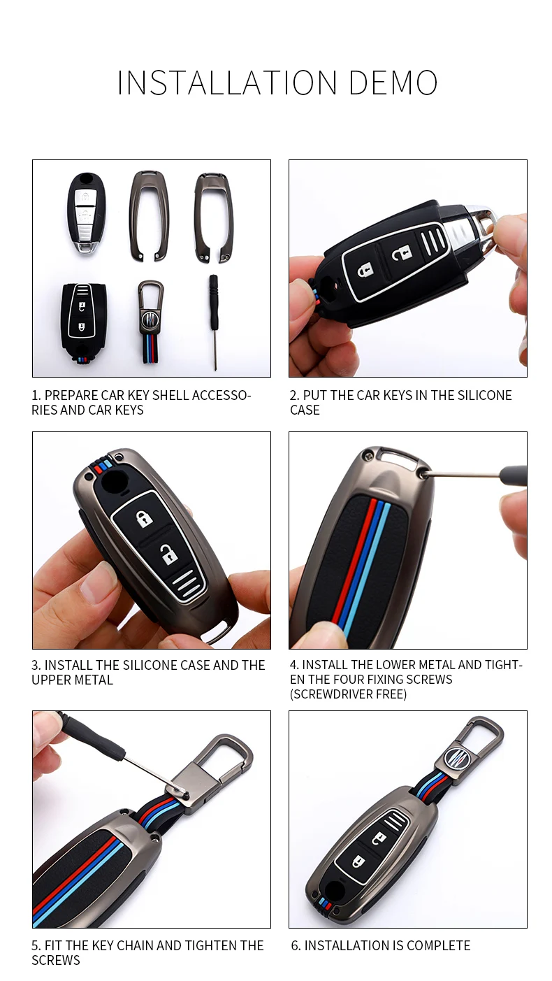 Custodia a 3 pulsanti in lega di zinco per auto Smart Key Shell Cover per Suzuki Vitara Swift Ignis Kizashi SX4 Baleno Ertiga 2016 2017 2018 2019 - Hfad43bf556dd4421befdee68669649b2T