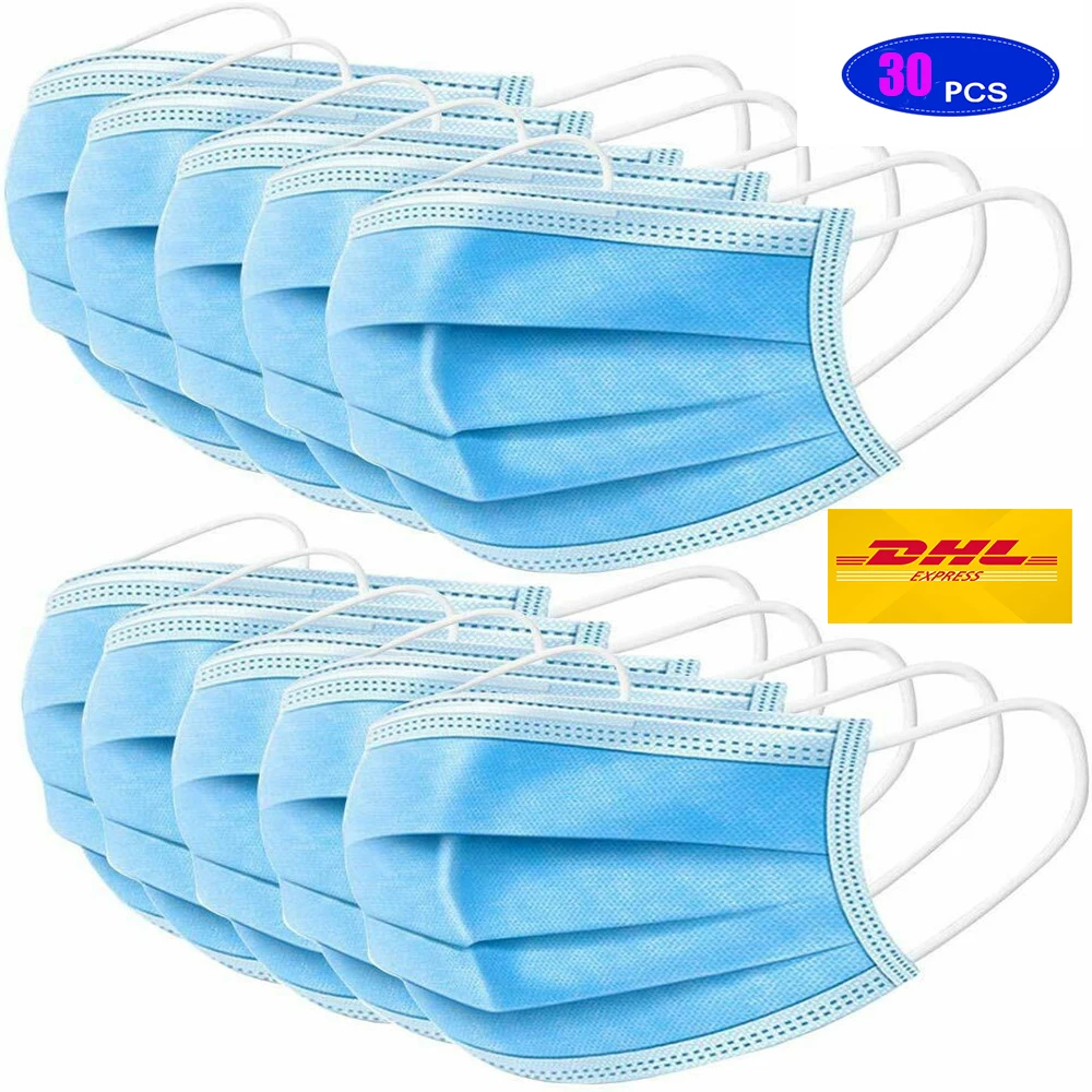 

800PCS DHL Ships Within 24 Hours Nonwoven Face Mask Disposable Profession 3-Ply Earloop Masks Dust-Proof Face Mouth Mask