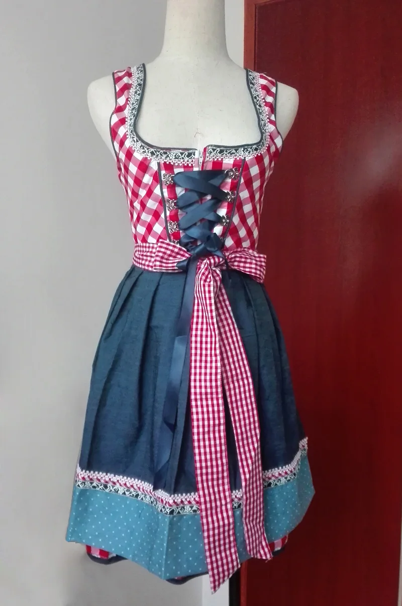 Dirndl Munich костюм для Октоберфеста горничной Германии баварское пиво фартук клетчатая Форма Косплей Карнавальный костюмная вечеринка на Хэллоуин