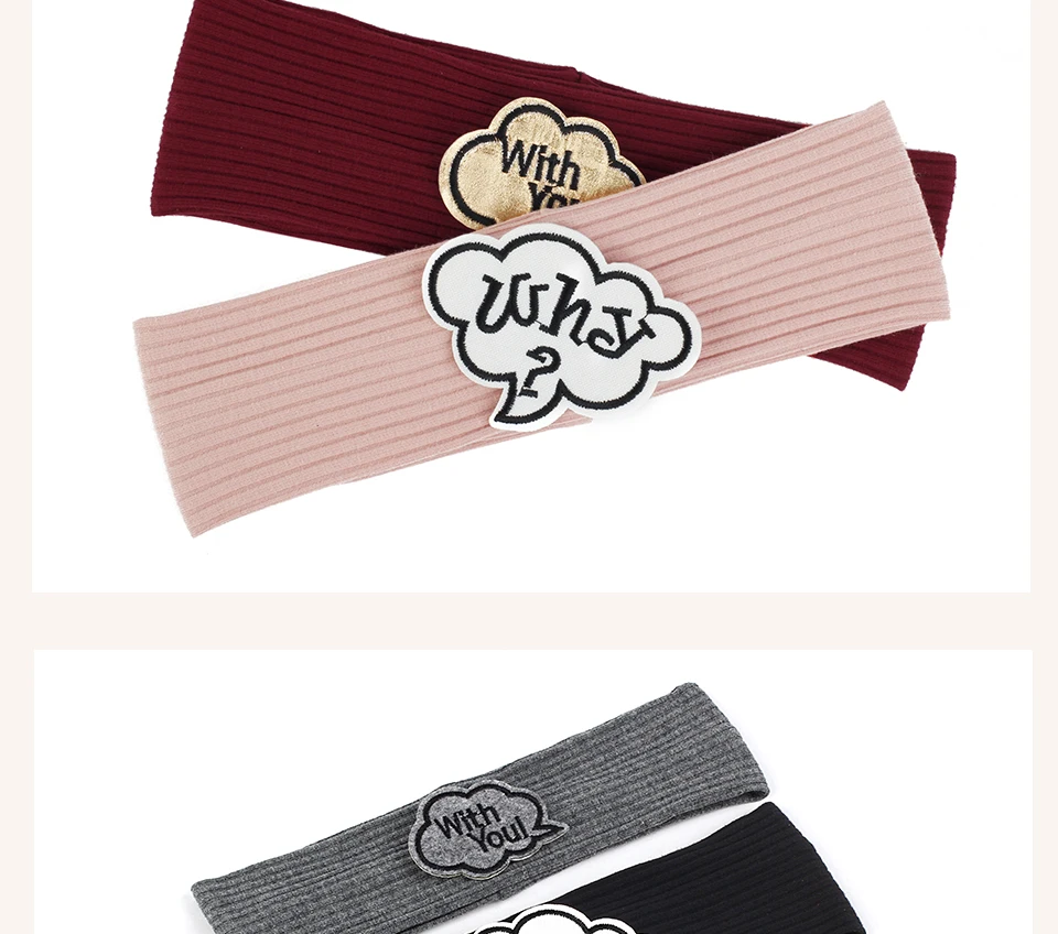 Baby Mädchen Brief Wolken muster gerippte Stirnbänder Kinder Junge solide weiche Stretch Kopf bedeckung Turban Kinder Haar bänder Zubehör – Detail 9