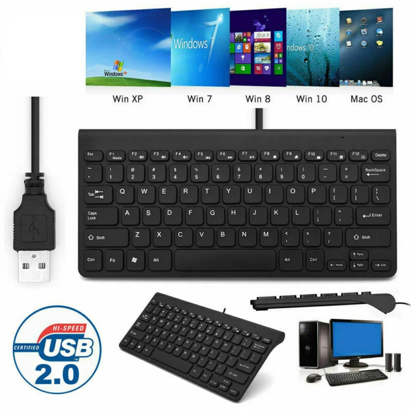 Игровая мини-клавиатура с USB 2 0 ультратонкая тихая маленького размера 78 клавиш