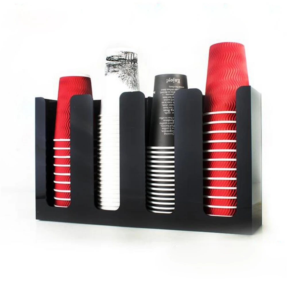 4cells Upright Acrylic Paper Cups Holder Bar Drink Shop Cashier Desktop