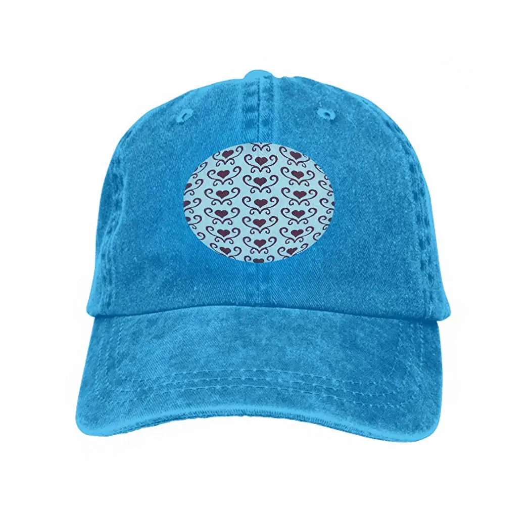 Регулируемая хлопковая шляпа, Модная хлопковая джинсовая бейсболка, валентинка, сердечки, любовь, узор, кавайный синий