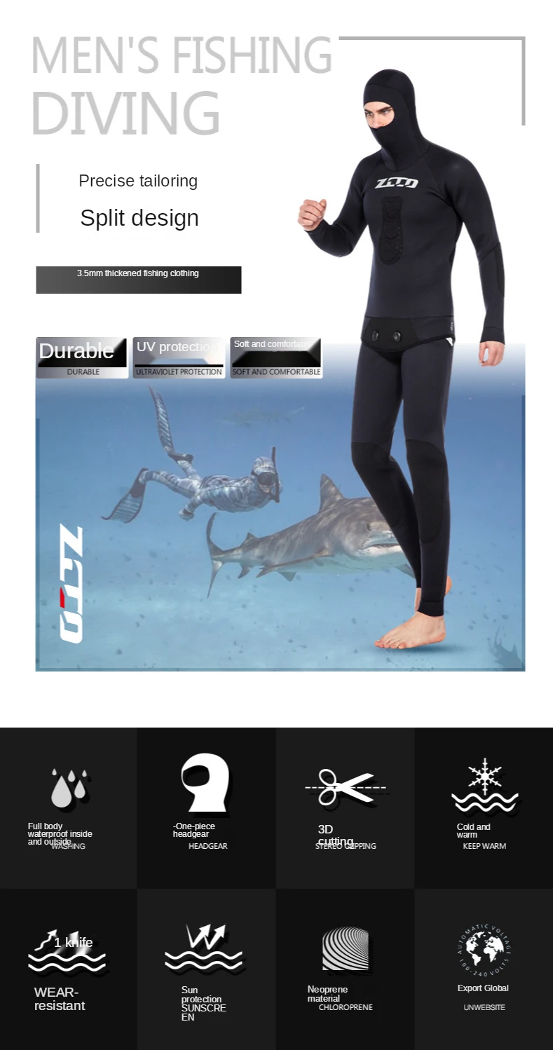 Wetsuit 3.5mm Mens  CR Neoprene Open Cell camouflage Two-piece  spearfishing diving suit winter swimsuit Unisex