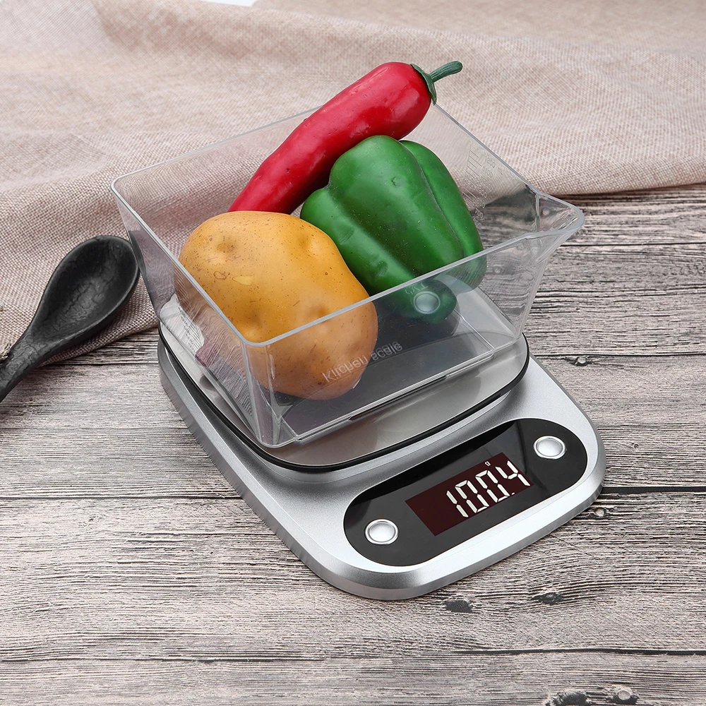 10 кг/1 г кг/3 кг/0,1 г Электронные Кухня цифровой шкалой Еда весы Нержавеющая сталь весы ЖК-дисплей Высокоточный измерительный инструмент